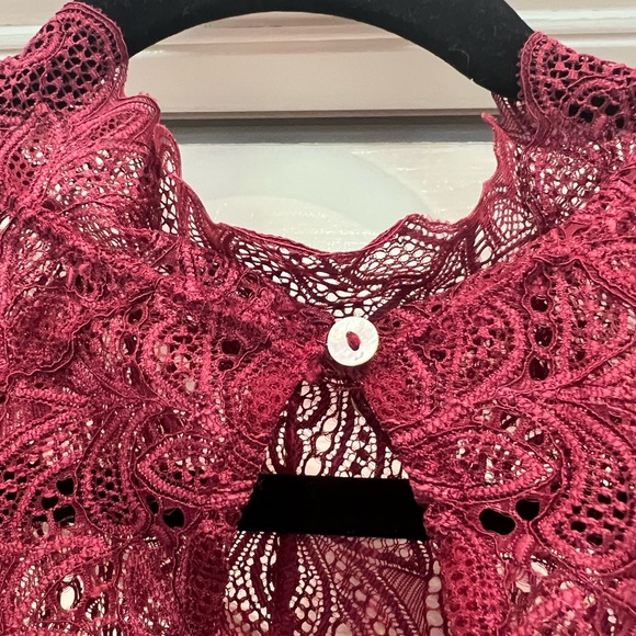 Free People High Neck Lace Dress with Asymmetrical Hemline - Picture 4 of 4